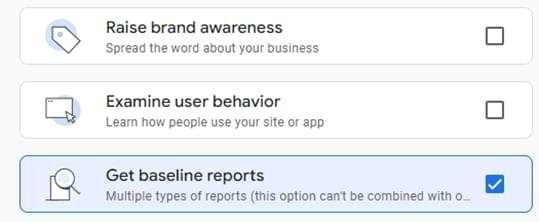 GA4 baseline reports