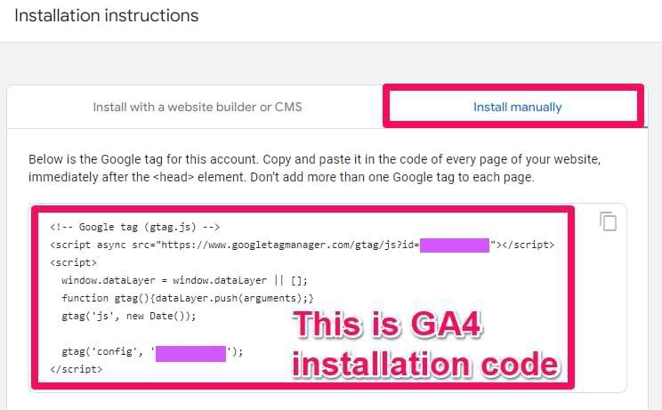 Install manually tracking code